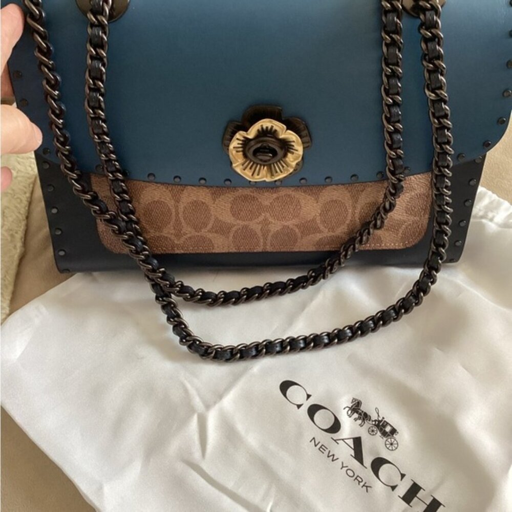 Coach Parker Crossbody Deep Blue with Rivets - Picture 15 of 16